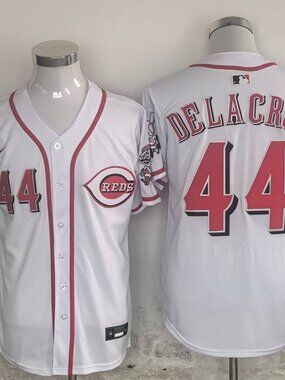De La Cruz #44 Stitched Baseball Shirt - Classic White/Red